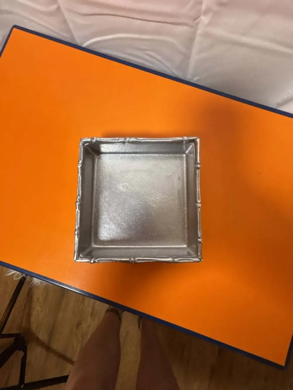 Mariposa Bamboo Pattern Aluminum Square Cocktail Napkin Holder